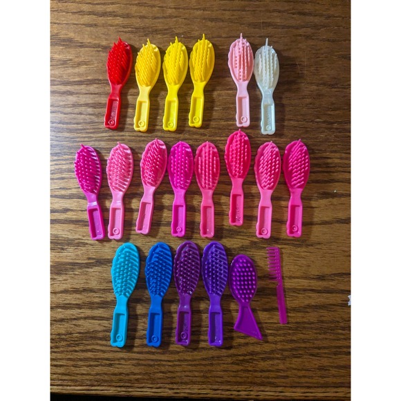 Mattel Other - Vintage Barbie Brush Comb Lot 20pc Assorted Colors Pink Purple Blue Red